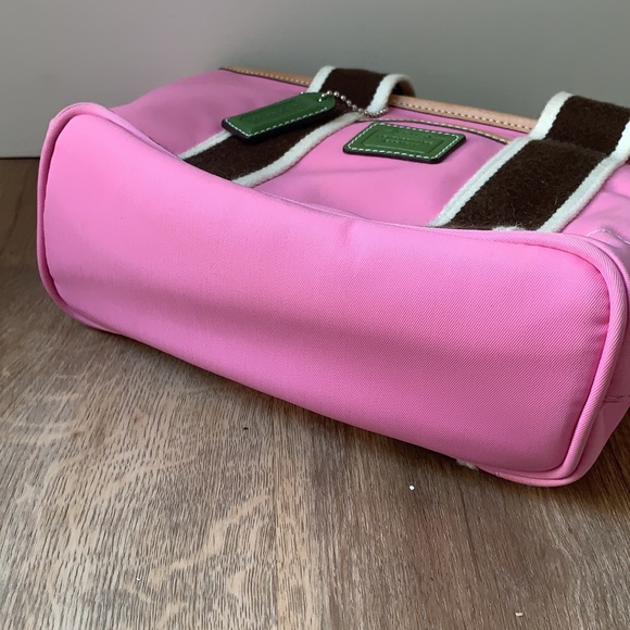 Coach Pink Brown Mini Hamptons Nylon Tote Bag - Picture 7 of 11